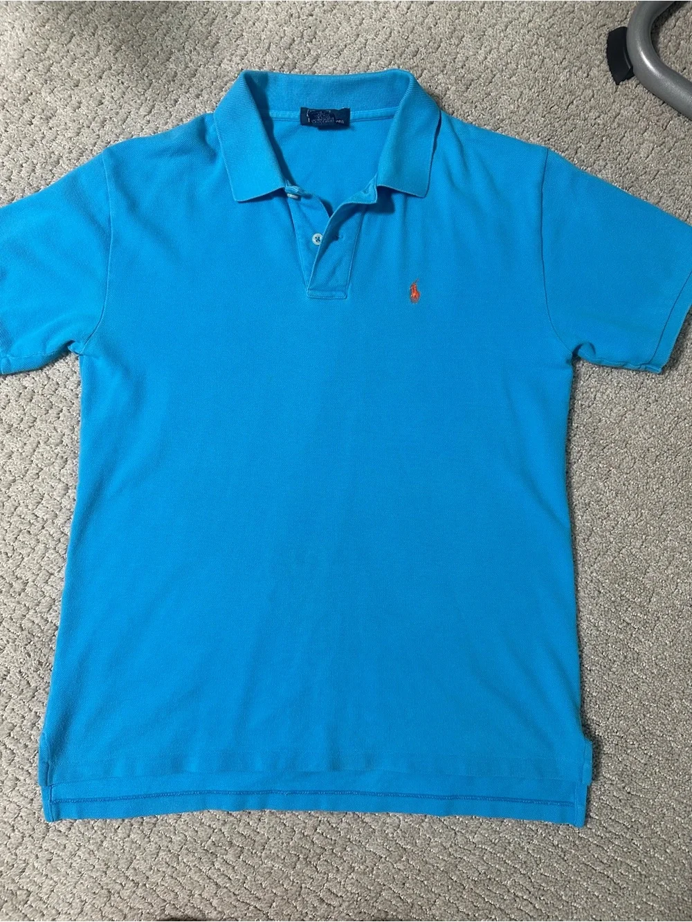 Polo Ralph Lauren Boys Youth Large Turquoise Blue Polo Orange Pony